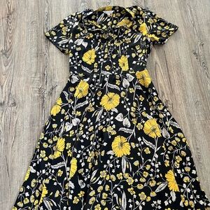 Floral Black and Yellow Dress